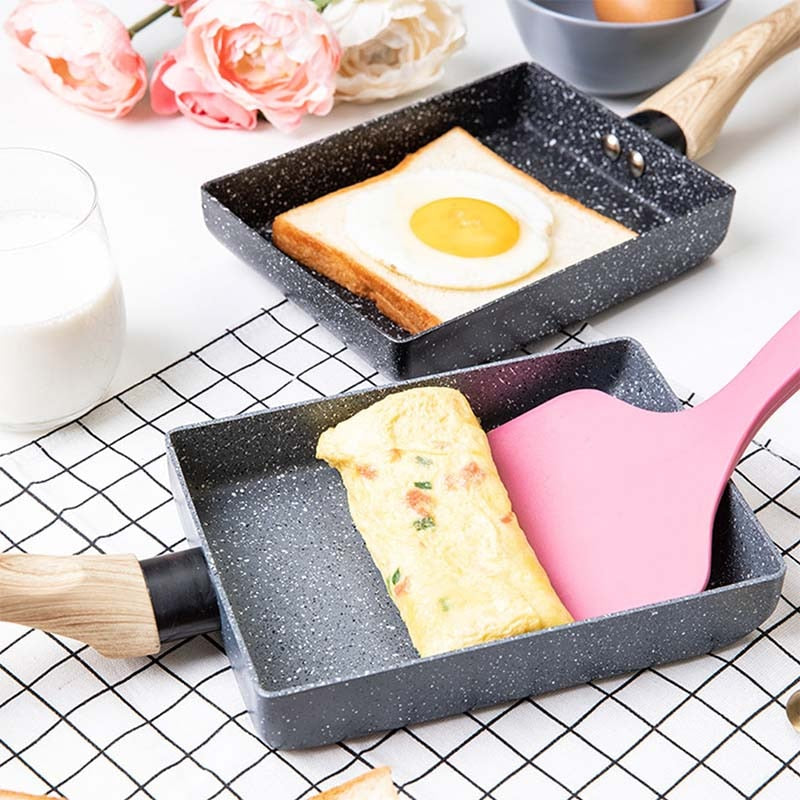 Walfos Frying Pan Tamagoyaki Omelette Black Non-Stick Pan Fry Egg Pan Pancake Kitchen Pot Maker Breakfast Pot Mini Cook