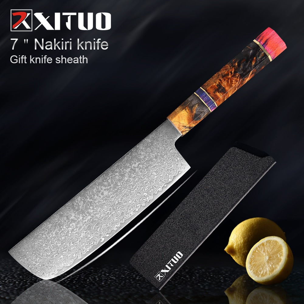 XITUO Kitchen Chef Knife 67 Layers Japanese Damascus Steel Ergonomically Designed Octagonal Stable Wood Handle Meat Cleaver New