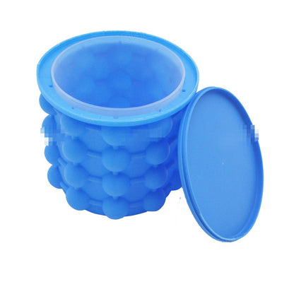 Silicone Ice Bucket 2 in 1 Large Mold with Lid Portable Space Saving Cube Maker Tools for Kitchen Party Barware 13.3*12.3 CM