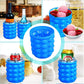 Silicone Ice Bucket 2 in 1 Large Mold with Lid Portable Space Saving Cube Maker Tools for Kitchen Party Barware 13.3*12.3 CM