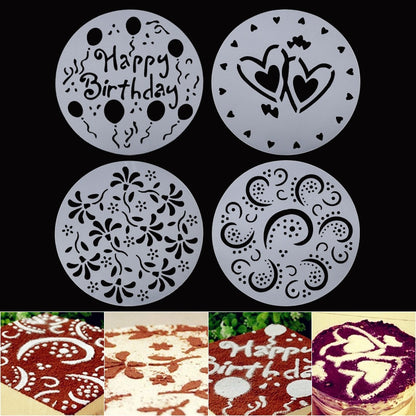 4 Pcs Stencils Flower Cake Plastic Spray Mold Cake Birthday Decoration Wedding Cake Bakery Tools DIY Mold Fondant Mold