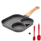 UPORS 4 Hole Frying Pan Non Stick Breakfast Burger Egg Pancake Maker Wooden Handle Medical Stone Four Hole Omelet Pan