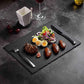 Natural Black Square Stone Slate Dishes Coaster Solid Sushi Steak Barbecue Plate Cheese Pizza Dessert Cake Fruit Dish Tray