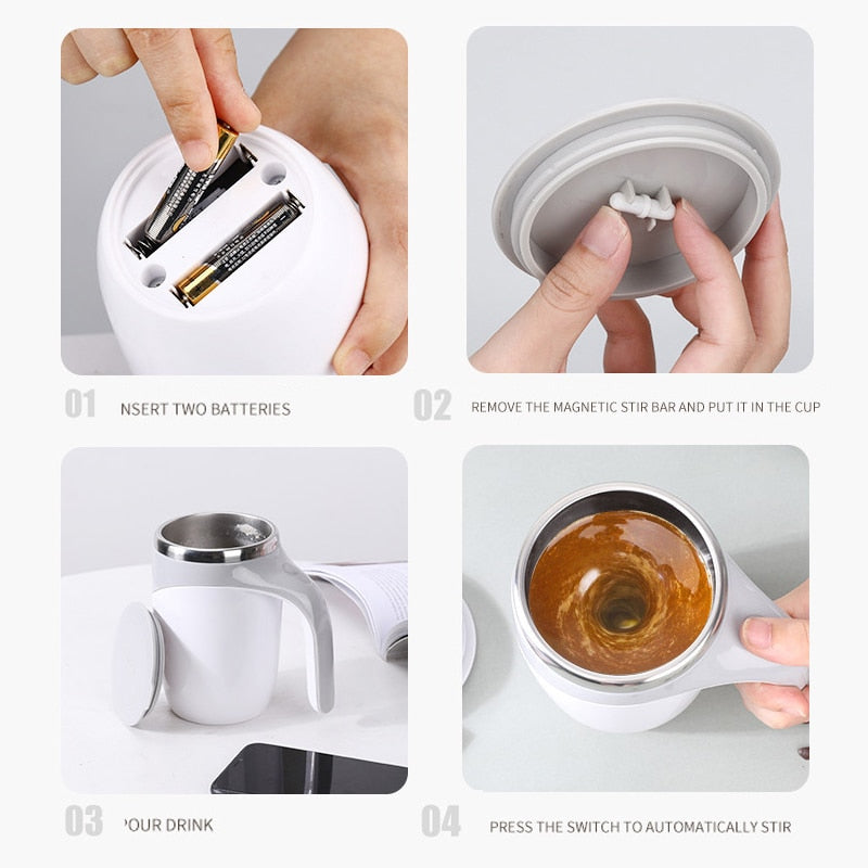 Automatic Self Stirring Magnetic Mug Stainless Steel Temperature Difference Coffee Mixing Cup Blender Smart Mixer Thermal Cup