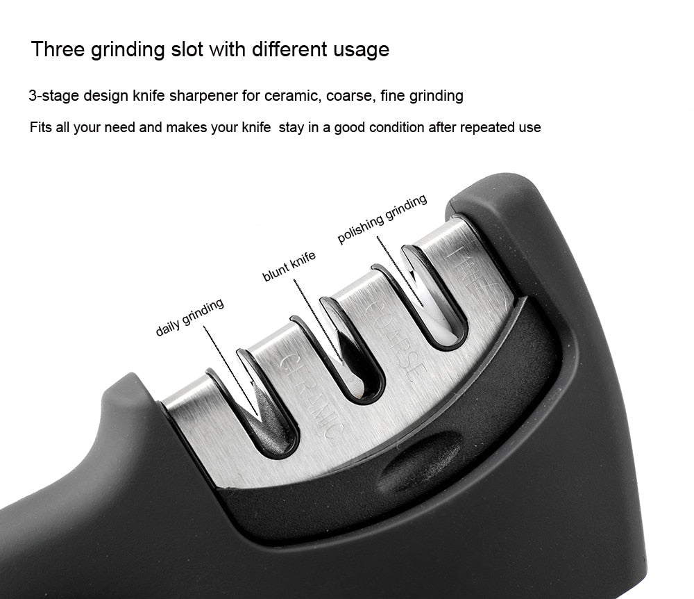 XITUO Knife Sharpener for Ceramic, Steel, Straight and Serrated Knives &amp; Scissors - Diamond/Tungsten/Ceramic Sharpening Blades