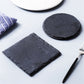 Natural Black Square Stone Slate Dishes Coaster Solid Sushi Steak Barbecue Plate Cheese Pizza Dessert Cake Fruit Dish Tray