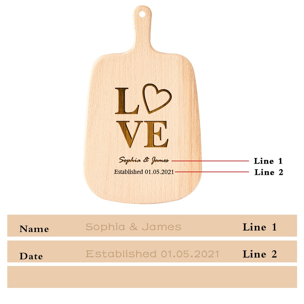 Personalized Engraved Cutting Board Housewarming Chopping Board Kitchen Gifts Decor for Anniversary