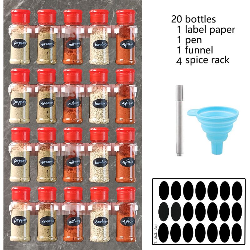 5/10/15/20PC Jars for spices Salt and Pepper Shaker Seasoning Jar spice organizer Plastic Barbecue Condiment Kitchen Gadget Tool