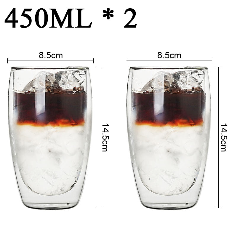 2-18PCS Double Wall High Borosilicate Glass Mug Heat Resistant Tea Milk Juice Coffee Water Cup Bar Drinkware Gift Creativity Set