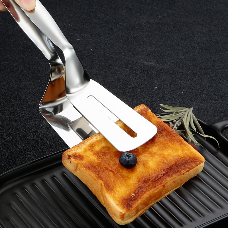 Roestvrij Staal Schop Clip Multifunctionele Steak Bbq Tang Pannenkoek Gebakken Pizza Steak Vis Spatel Brood Keuken Tool