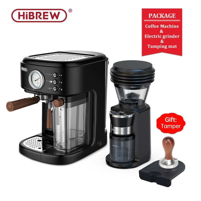 HiBREW Fully Automatic Espresso Cappuccino Latte 19Bar 3 in 1 Coffee Machine Automatic hot milk froth  ESE pod&amp;Ground Coffee H8A