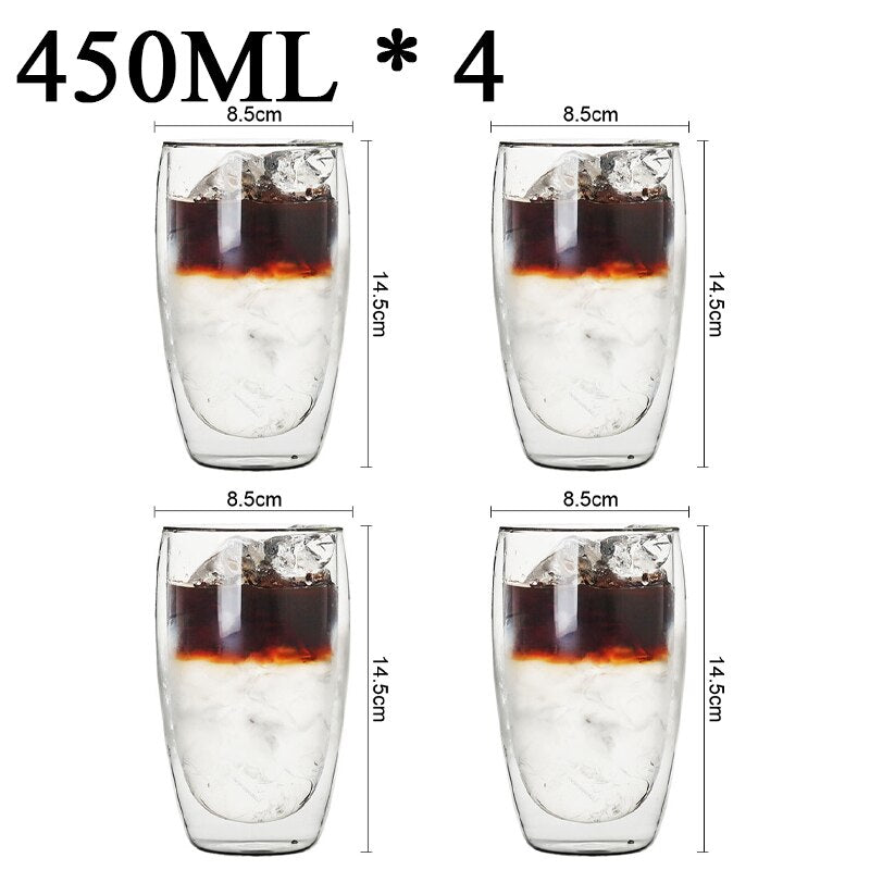 2-18PCS Double Wall High Borosilicate Glass Mug Heat Resistant Tea Milk Juice Coffee Water Cup Bar Drinkware Gift Creativity Set