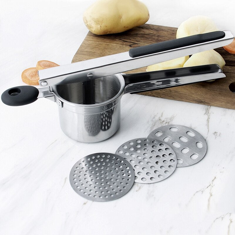 Masher Ricer Press Mashed Potatoes Stainless Steel Crushing  Puree Fruit Vegetable  SqueezerJuicer Press Maker  kitchen Tool