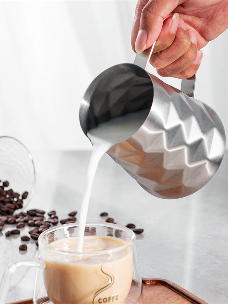 Stainless Steel Prismatic Designed Milk Frothing Pitcher Milk Jug Espresso Coffee Barista Craft Latte Cappuccino Cream Cup Maker