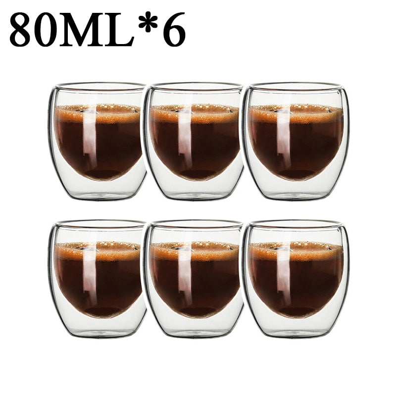 2-18PCS Double Wall High Borosilicate Glass Mug Heat Resistant Tea Milk Juice Coffee Water Cup Bar Drinkware Gift Creativity Set