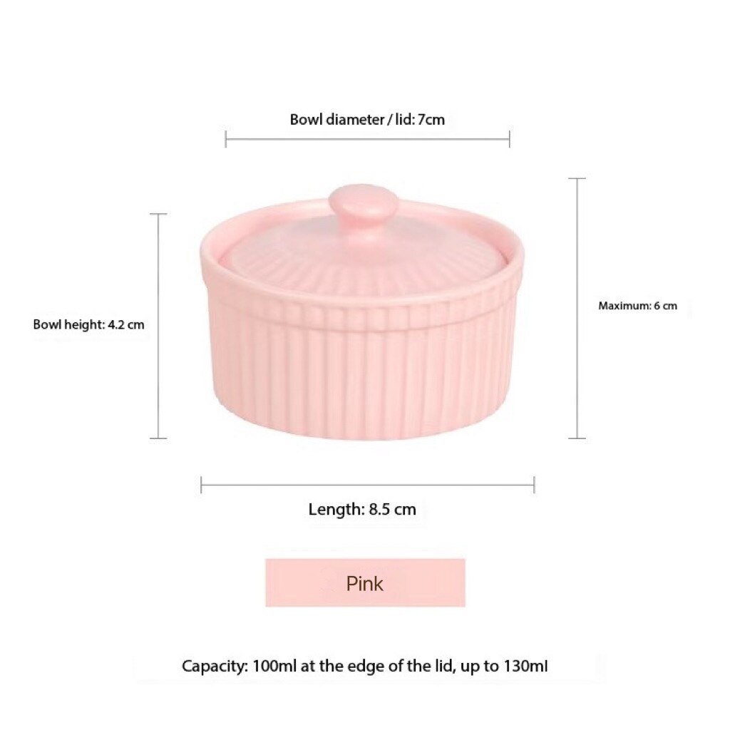 130ml Pudding Soufflé Baking Bowl with Lid Cake Fruit Yogurt Dish Baby Food Oven Microwave Egg Steam Cup Ceramic Tableware