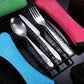 4Pcs/3Pcs Set Dinnerware Portable Printed Knifes Fork Spoon Stainless Steel Family Camping Steak Cutlery Tableware with Bag