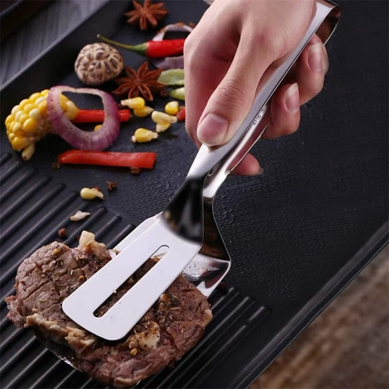 Roestvrij Staal Schop Clip Multifunctionele Steak Bbq Tang Pannenkoek Gebakken Pizza Steak Vis Spatel Brood Keuken Tool