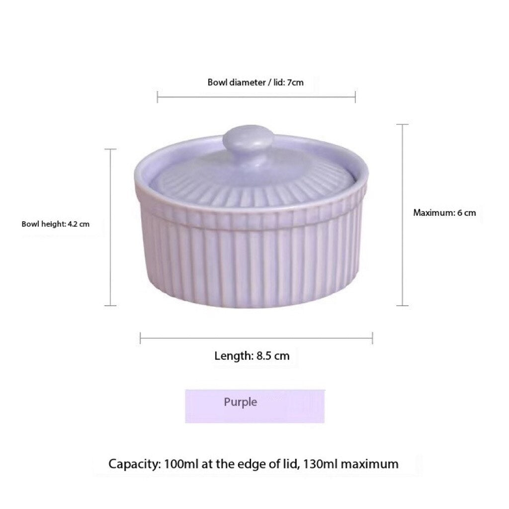 130ml Pudding Soufflé Baking Bowl with Lid Cake Fruit Yogurt Dish Baby Food Oven Microwave Egg Steam Cup Ceramic Tableware