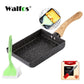 Walfos Frying Pan Tamagoyaki Omelette Black Non-Stick Pan Fry Egg Pan Pancake Kitchen Pot Maker Breakfast Pot Mini Cook