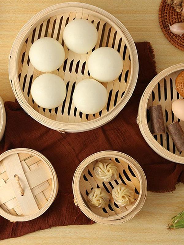 Cooking Bamboo Steamer Basket Dim Sum Dumpling Food Steamer With Lid Cookware, Dumpling Steamer Steam Pot Kitchen Cooking Tools