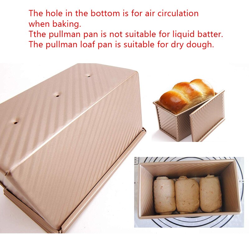 450gLoaf Pan With Cover Bread Baking Mould Cake Toast Non-Stick Toast Box with Lid  Gold Aluminized Steel Bread Mould Bread Mold