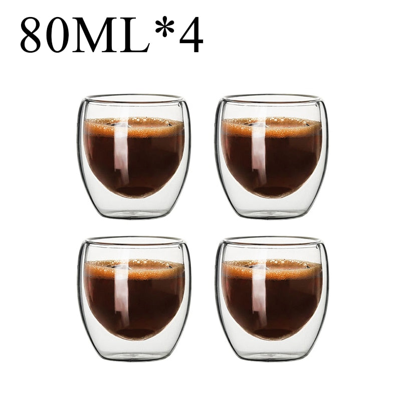 2-18PCS Double Wall High Borosilicate Glass Mug Heat Resistant Tea Milk Juice Coffee Water Cup Bar Drinkware Gift Creativity Set