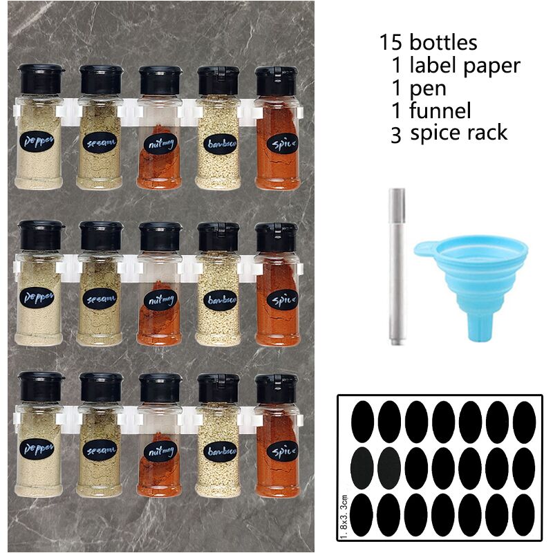 5/10/15/20PC Jars for spices Salt and Pepper Shaker Seasoning Jar spice organizer Plastic Barbecue Condiment Kitchen Gadget Tool