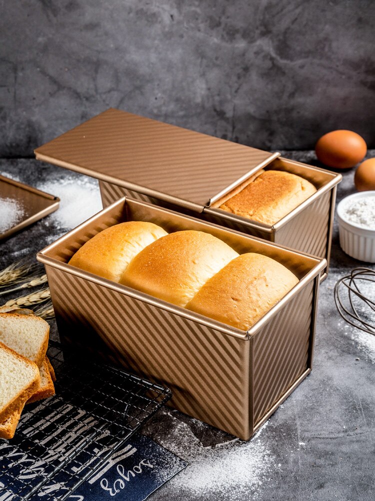 450gLoaf Pan With Cover Bread Baking Mould Cake Toast Non-Stick Toast Box with Lid  Gold Aluminized Steel Bread Mould Bread Mold