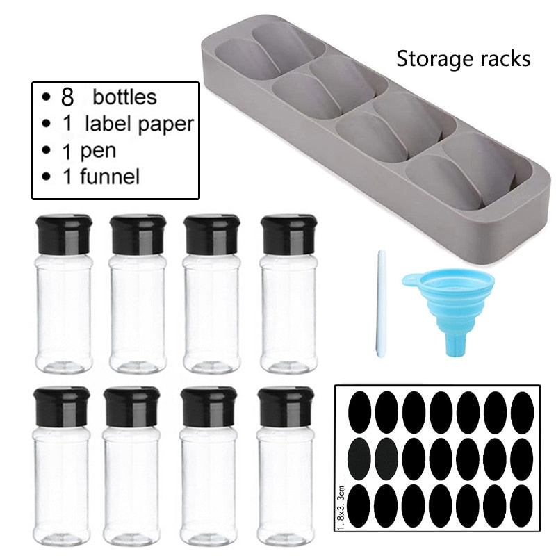 5/10/15/20PC Jars for spices Salt and Pepper Shaker Seasoning Jar spice organizer Plastic Barbecue Condiment Kitchen Gadget Tool