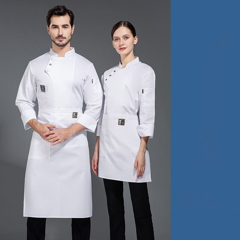 Unisex Kitchen Chef Coat Short Restaurant Uniform Shirt Service Bakery Breathable Double Breasted Chef Dress Chef Jackets apron