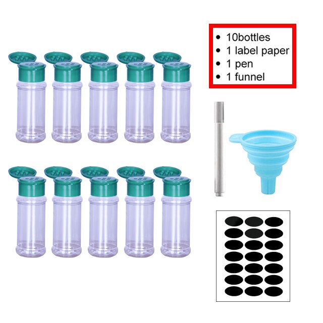 5/10/15/20PC Jars for spices Salt and Pepper Shaker Seasoning Jar spice organizer Plastic Barbecue Condiment Kitchen Gadget Tool