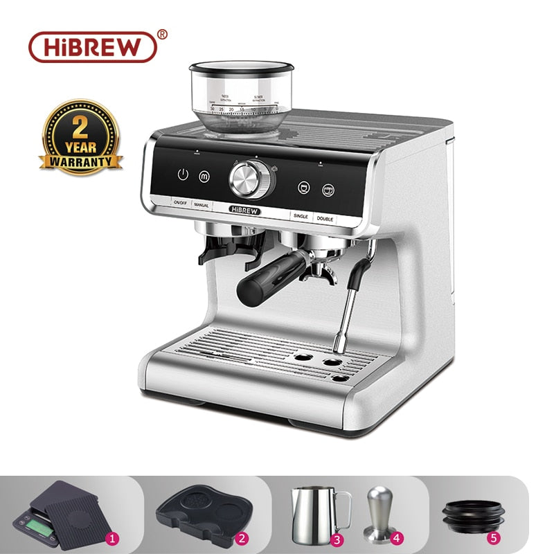 HiBREW  Barista Pro 19Bar Bean to Espresso,Cafetera  Commercial Level Coffee Machine with Full Kit for Cafe Hotel Restaurant H7