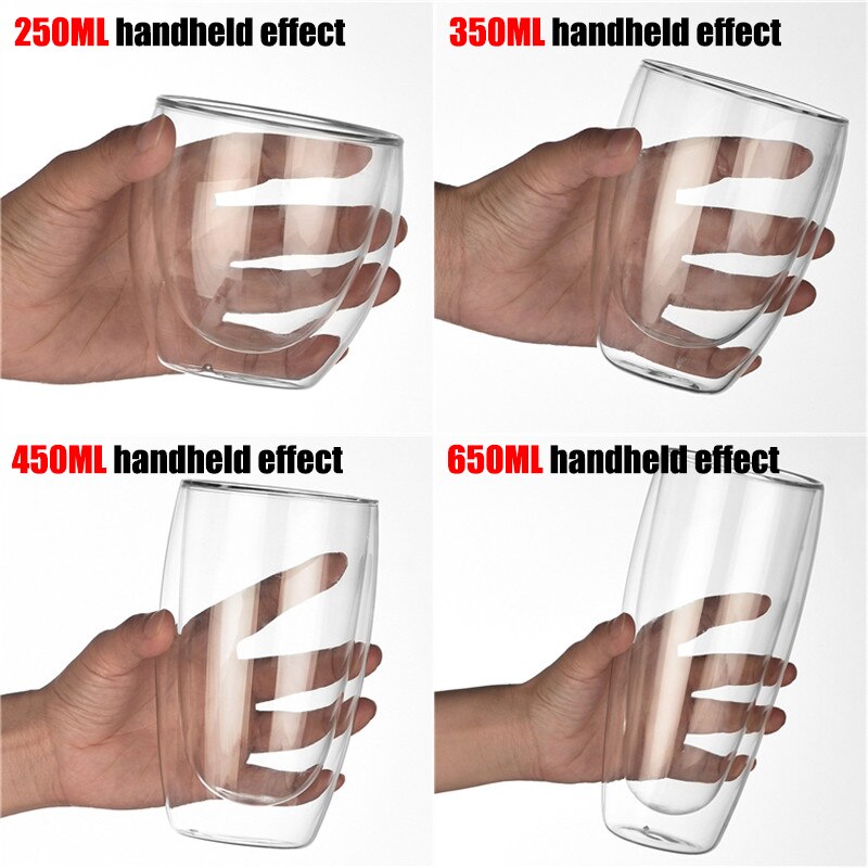 2-18PCS Double Wall High Borosilicate Glass Mug Heat Resistant Tea Milk Juice Coffee Water Cup Bar Drinkware Gift Creativity Set