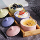 130ml Pudding Soufflé Baking Bowl with Lid Cake Fruit Yogurt Dish Baby Food Oven Microwave Egg Steam Cup Ceramic Tableware