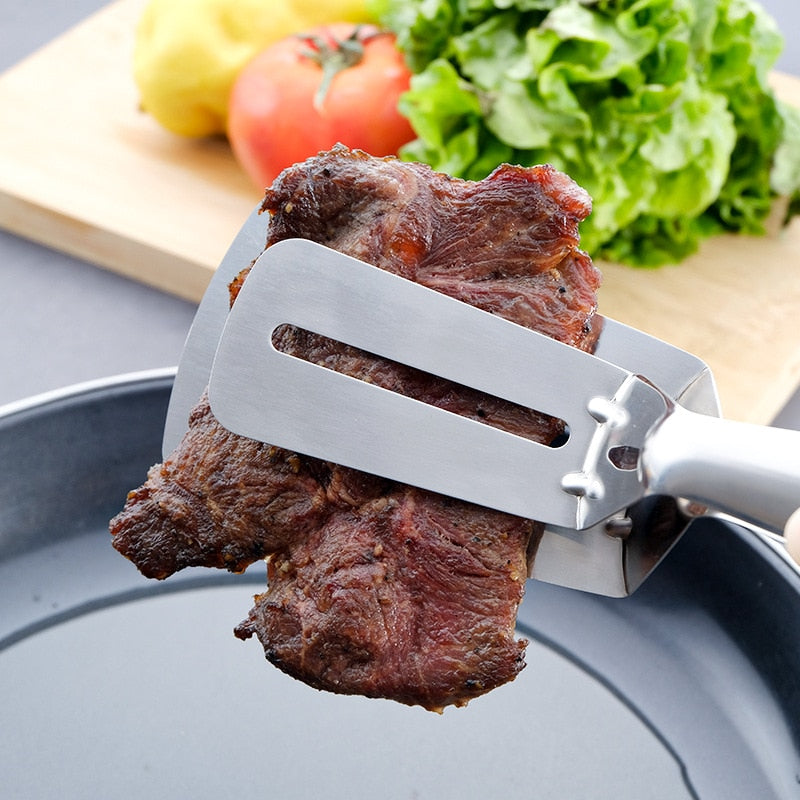 Roestvrij Staal Schop Clip Multifunctionele Steak Bbq Tang Pannenkoek Gebakken Pizza Steak Vis Spatel Brood Keuken Tool