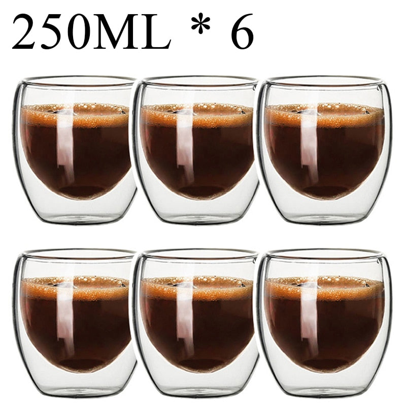 2-18PCS Double Wall High Borosilicate Glass Mug Heat Resistant Tea Milk Juice Coffee Water Cup Bar Drinkware Gift Creativity Set