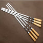 55cm 21.5" BBQ Skewers Long Handle Shish Kebab Barbecue Grill Stick Wood BBQ Fork Stainless steel Outdoors Grill Needle 6pcs